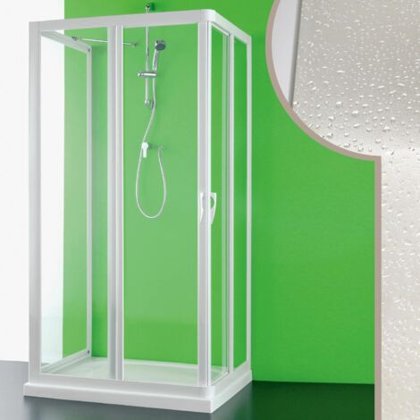 Idralite – Cabine de douche en acrylique U 70x90x70 cm – Hauteur 190 cm – Ouverture centrale – Panneaux 2,2 mm – Montage gauche/droite (1/5)