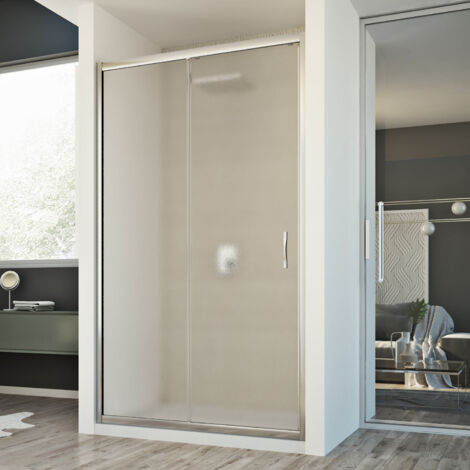 Idralite – Porte de douche coulissante 130 cm – Verre opaque 6 mm – Hauteur 198 cm – Système Click&Clean – Aluminium anodisé chromé