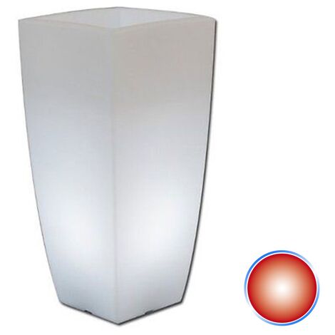 Pot lumineux carré mod. Agave 40x40 cm h 70 avec lampe rouge