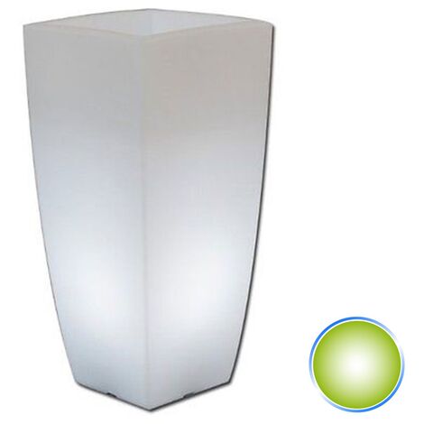 Vase Lumineux en Polymère Monacis Stilo Carré Haut Lumineux - 39 x 39 cm - H 90 cm. Lumière Verte