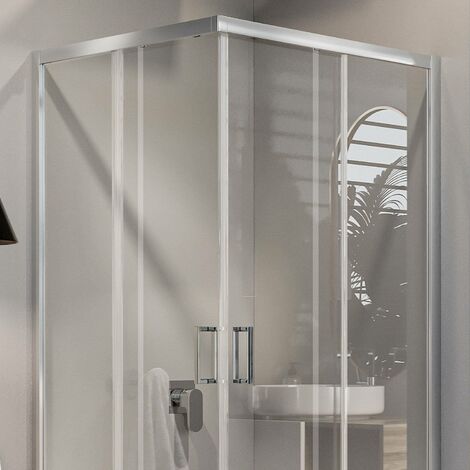 Cabine De Douche Angulaire Idralite Alabama 90x90 Cm - Verre Transparent - H185 Cm