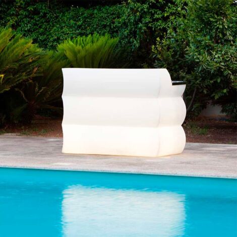 Bar comptoir allumé d'extérieur lounge jardin mod. Clipper Blanc avec élairage