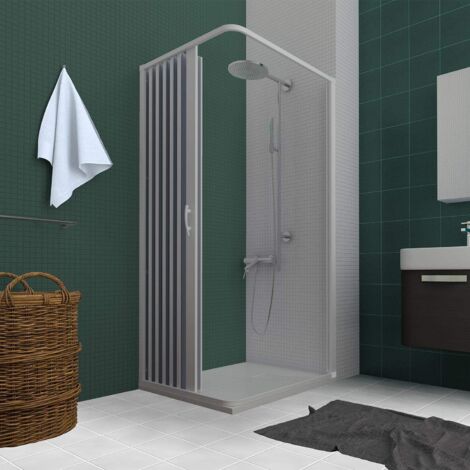 Cabine Douche Pliante Idralite 75x75 Cm - Parois PVC Blanc Ouverture Centrale H 185 Cm