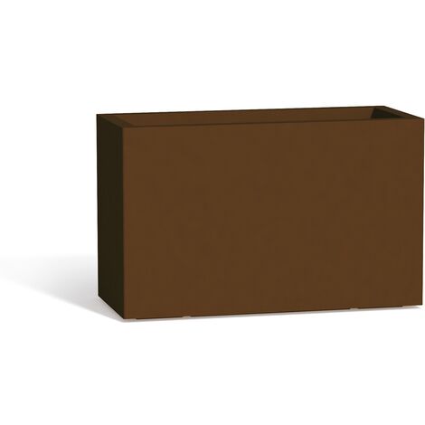 Jardinière en polyéthylène 80x35 cm – Hauteur 50 cm – Capacité 40 litres – Résistante aux intempéries – Finition sablée marron – Monacis (1/3)