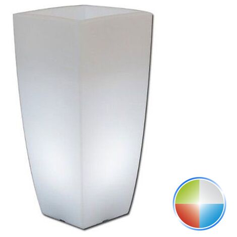 Vase Stilo Carré Lumineux à LED Multicolore avec Batterie et Énergie Solaire en Polymère Monacis - 33 x 33 x 70 cm (1/5)