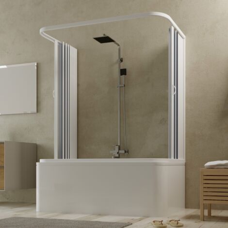 Pare-baignoire douche angulaire pliante 3 côtés en pvc réductible h 150 Pare-baignoire douche angulaire pliante 3 côtés en pvc réductible h 150