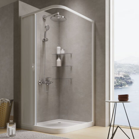 Cabine Douche Pliante Idralite 75x75 Cm - Parois PVC Blanc Ouverture Centrale H 185 Cm