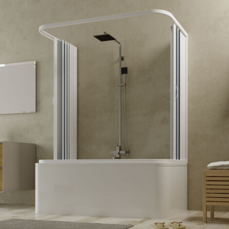 Pare-baignoire Pliant Forte - PVC Accordéon - Quart De Rond Réductible 150x170 Cm