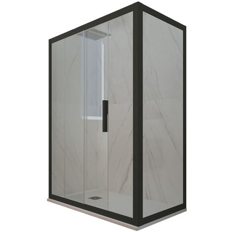Cabine parois douche coulissante 70x140 Noir Matt Deco Duo (1/4)