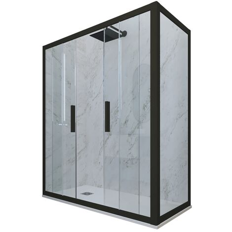 Cabine parois douche coulissante 80x150 Noir Matt Glam Duo (1/2)