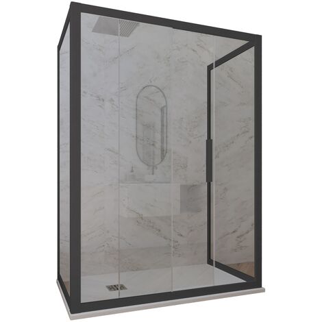 Parois douche 3 côtés 80x150 coulisse Anthracite Deco Trio (1/2)