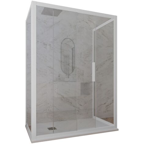 Parois douche 3 côtés 90x120 coulisse Blanc Glax 3 lati (1/2)
