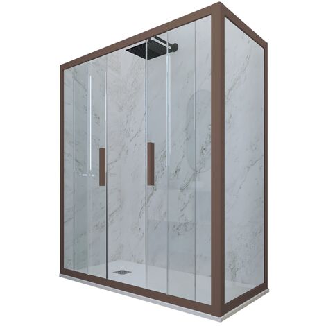 Cabine parois douche coulissante 75x140 Chocolat Glam Duo (1/2)