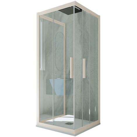 Parois douche 3 côtés 75x80 coulisse Champagne Kolors Trio (1/2)