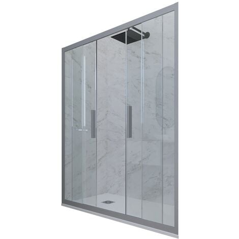 Porte parois de douche coulissante 120 cm Gris argent niche Glam