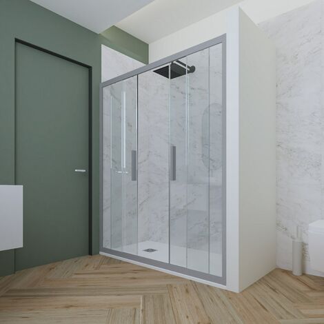 Porte parois de douche coulissante 120 cm Gris argent niche Glam