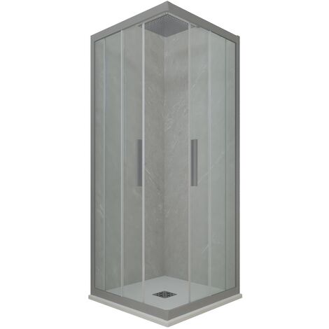 Cabine parois douche coulissante 80x120 Gris argent Kolors (1/2)