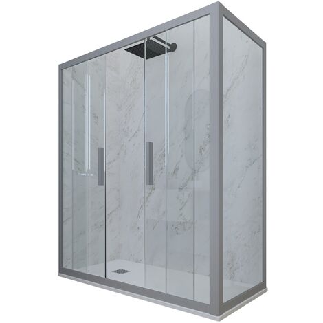 Cabine parois douche coulissante 75x130 Gris argent Glam Duo (1/2)