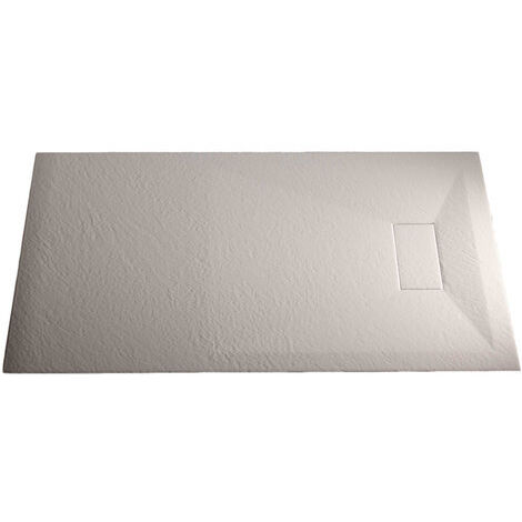 Receveur de douche blanc effet pierre 80x140 cm – SMC extraflat 2,6 cm – Bonde Ø 90 mm incluse – Installation ras du sol ou encastrée – Laneri