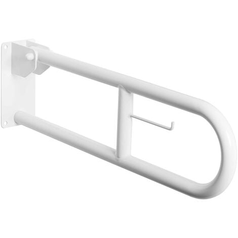 Barre de maintien barre d'appui pliable blanche 70 cm en acier blanc