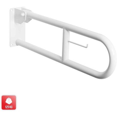 Barre de maintien barre d'appui pliable blanche 70 cm en acier blanc