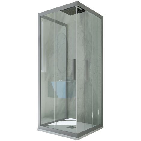 Parois douche 3 côtés 80x90 coulisse Gris argent Kolors Trio (1/2)
