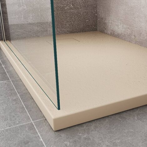 Bac à douche tourterelle effet pierre en smc rectangulaire mod. Strong 70x90 cm