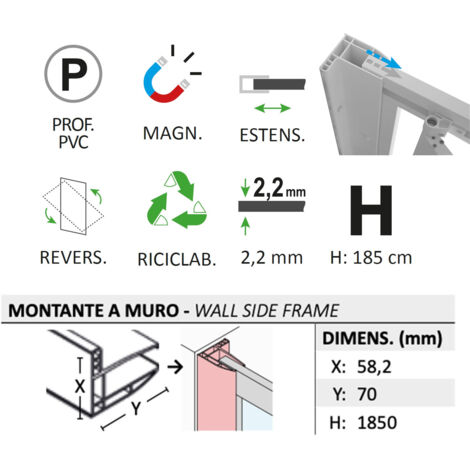 Profilé Compensation +2cm H190 Pour Cabine Douche SALOON FLIP (Idralite)