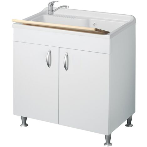 Negrari – Lave-mains 45x50 cm en polypropylène – Épaisseur 18 mm – Siphon autonettoyant – Résistant aux acides et intempéries