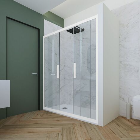 Porte de douche niche 130 cm avec paroi fixe 70 cm porte coulissante | City | Leroy Merlin