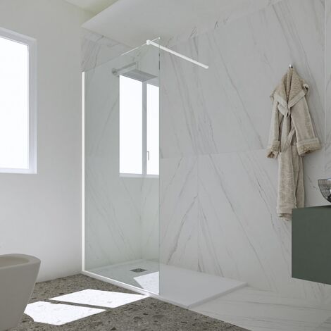 Douche italienne Walk in 110 cm paroi douche niche Blanc Matt Kolors