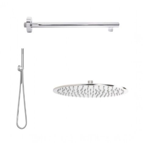 Kit complet de douche rond 1 jet chrome en laiton et acier inox mod. Kit seven tondo (1/5)