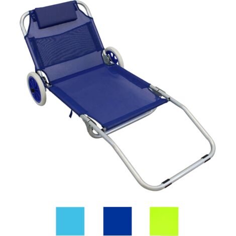 Chaise longue pliante portable en métal – Revêtement en tissu textilène 1x1 bleu – Dimensions 145x52x62h cm – Capacité de charge 110 kg – Cosma (1/5)