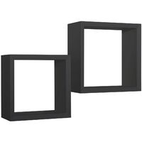 Lot de 2 étagères murales cube étagère suspendue design Ginevra - Noir