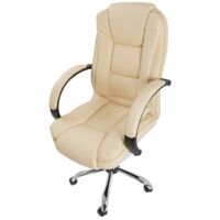 Chaise de bureau pivotante siège fauteuil manager pour ordinateur similcuir beige
