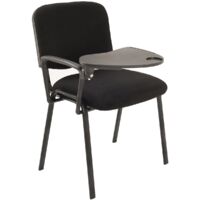 6 chaises de visiteurs empilables avec tablette écritoire salle d'attte tissu noir