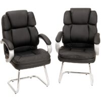 2 chaises de bureau similcuir noir chaise inclinable fauteuil manager ordinateur