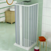 Idralite – Parois cabine de douche en pvc 185 cm – 70x70 cm – Ouverture centrale – Portes pliantes – Blanc – Adaptable jusqu'à 10 cm