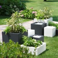 Pot de Fleurs Carré Anthracite 40x40 CM h 40 mod. Schio Cubo