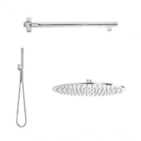 Kit complet de douche rond 1 jet chrome en laiton et acier inox mod. Kit seven tondo