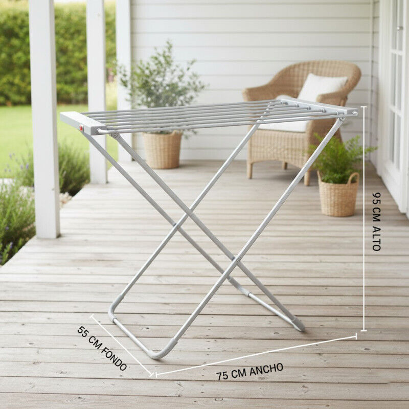 Étendoir à linge rétractable (gris), pour intérieur et extérieur, 4,8 m