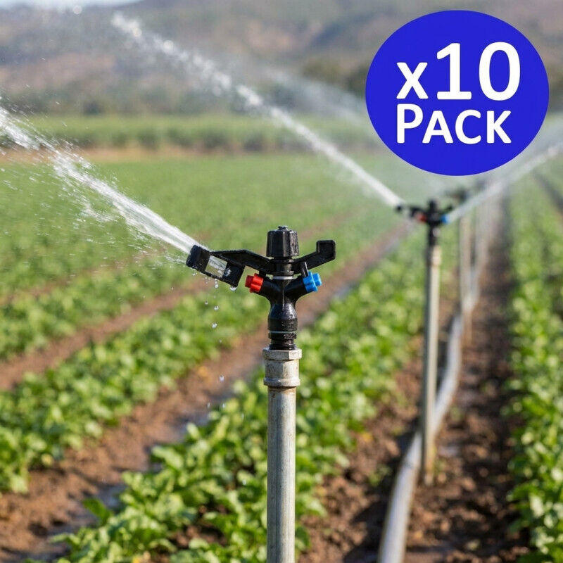 Lot de 15 Arroseur agricole d'irrigation circulaire 1/2'', portée 7-13m Support d'arrosage
