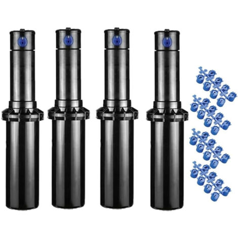 Lot De 4 Arroseurs émergents Hunter PGP Ultra - 10 Cm, Réglage 50°-360°, Raccord 3/4", Noir