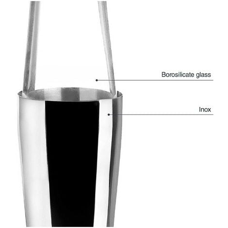 Shaker à cocktail professionnel en acier inoxydable avec 2 verres, capacité  800 ml + 500 ml [Gris]..