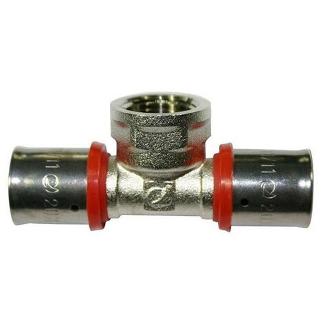 Té femelle 3/4'' pour tube multicouche 32 mm, à utiliser avec machine à sertir, gris (1/5)