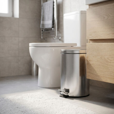 Poubelle Salle De Bain 6 Litres Métal Blanc Ouverture Pédale - Five Soft Close