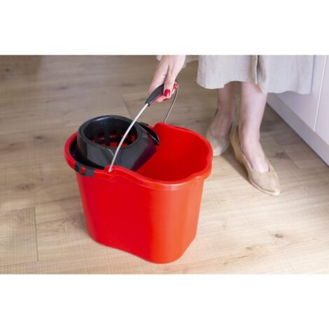 Seau Rouge Avec Passoire Ovale Maya Professional - Capacité 15 Litres - Pour Ménage, Jardin, Bricolage