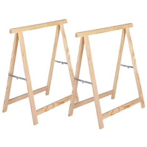 Suinga – Lot de 2 chevalets pliants en bois massif 74x73,5 cm – Capacité de charge élevée – Conception pliable pour rangement facile (1/5)