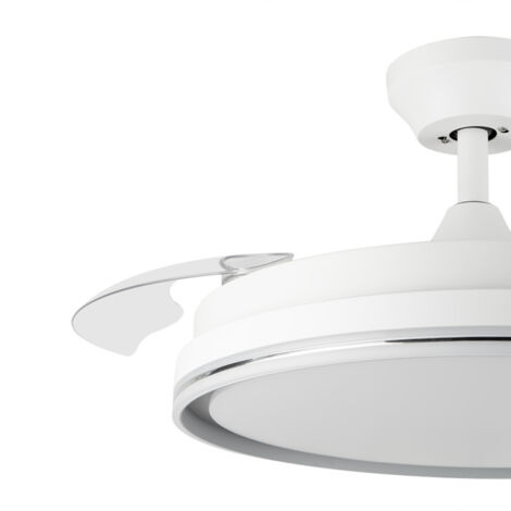 Ventilateur De Plafond AireRyder Classic 105 Cm Blanc Et Nickel Avec Lumière, Silencieux
