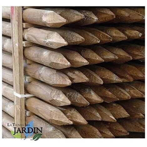 Lot de 10 Tuteur en bois 200 cm Ø 5 cm  Tuteurs avec Pointe  Poteaux en Bois  Piquets de Fixation  Piquets de Jardin